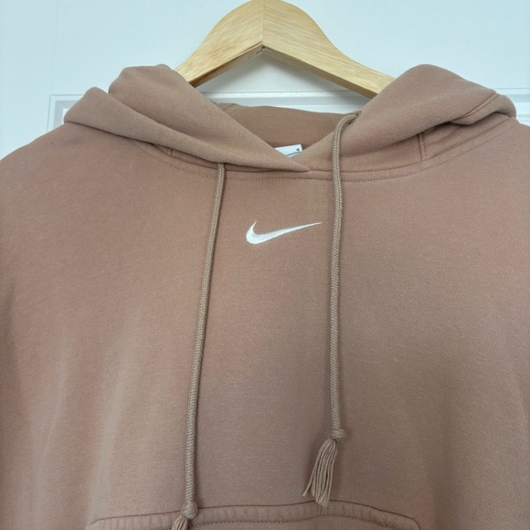 Nike Phoenix Fleece Cropped Hoodie Neutral Brown- Size Large - Picture 2 of 5